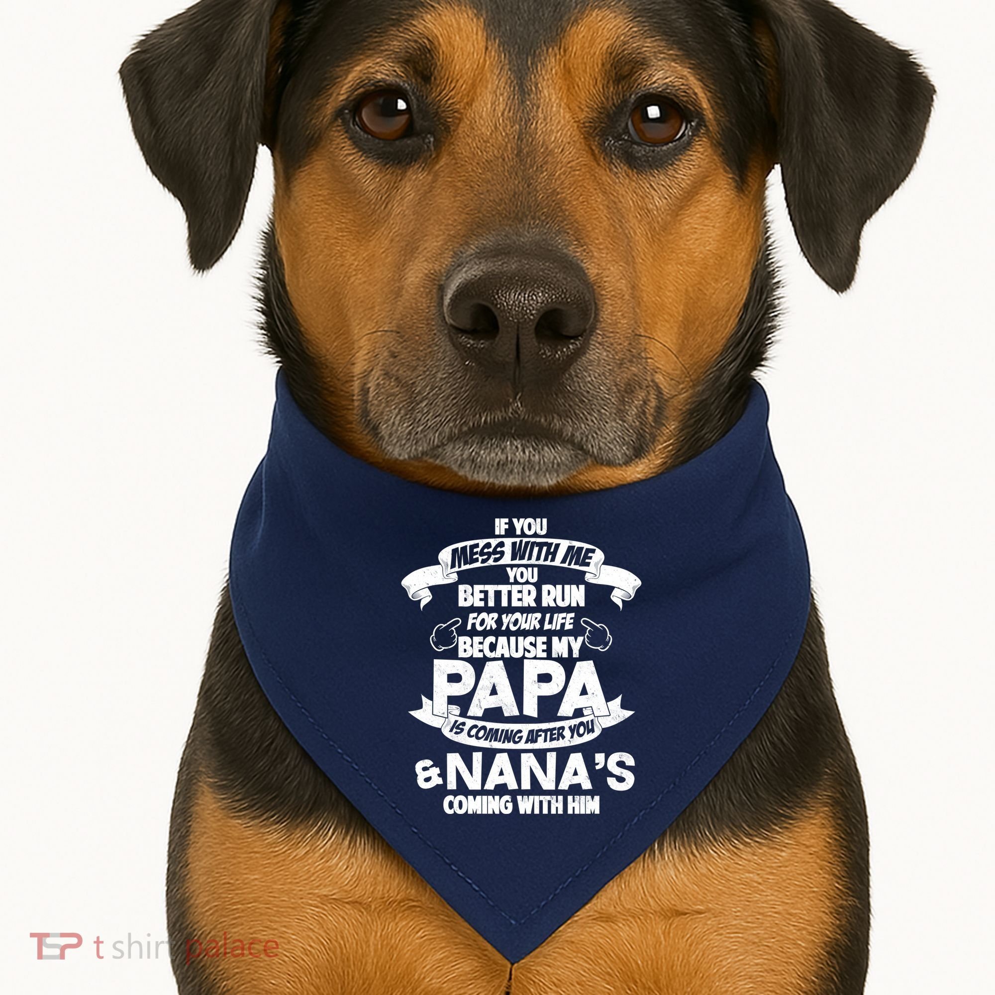 If You Mess With Papa You Better Run For Your Life USA-Made Doggie Bandana