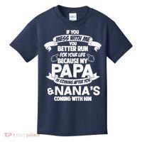 If You Mess With Papa You Better Run For Your Life Kids T-Shirt thumb 0