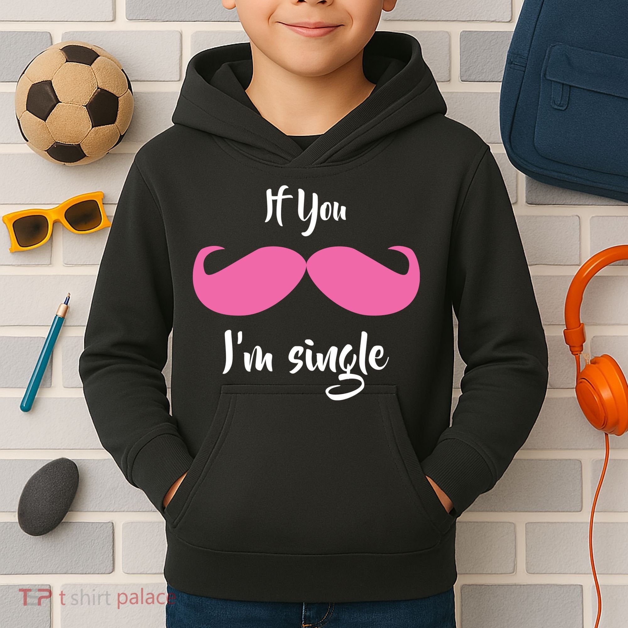If You Moustache I'm Single Valentine's Day Kids Hoodie