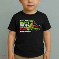If You're Happy and You Know It Clap Your Hands T-Rex Toddler T-Shirt thumb 2