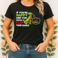 If You're Happy and You Know It Clap Your Hands T-Rex Women's T-Shirt thumb 2