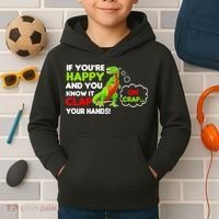 If You're Happy and You Know It Clap Your Hands T-Rex Kids Hoodie thumb 2