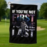 If You're Not First You're Last American Astronaut Golf Towel thumb 1