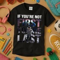 If You're Not First You're Last American Astronaut Kids T-Shirt thumb 3