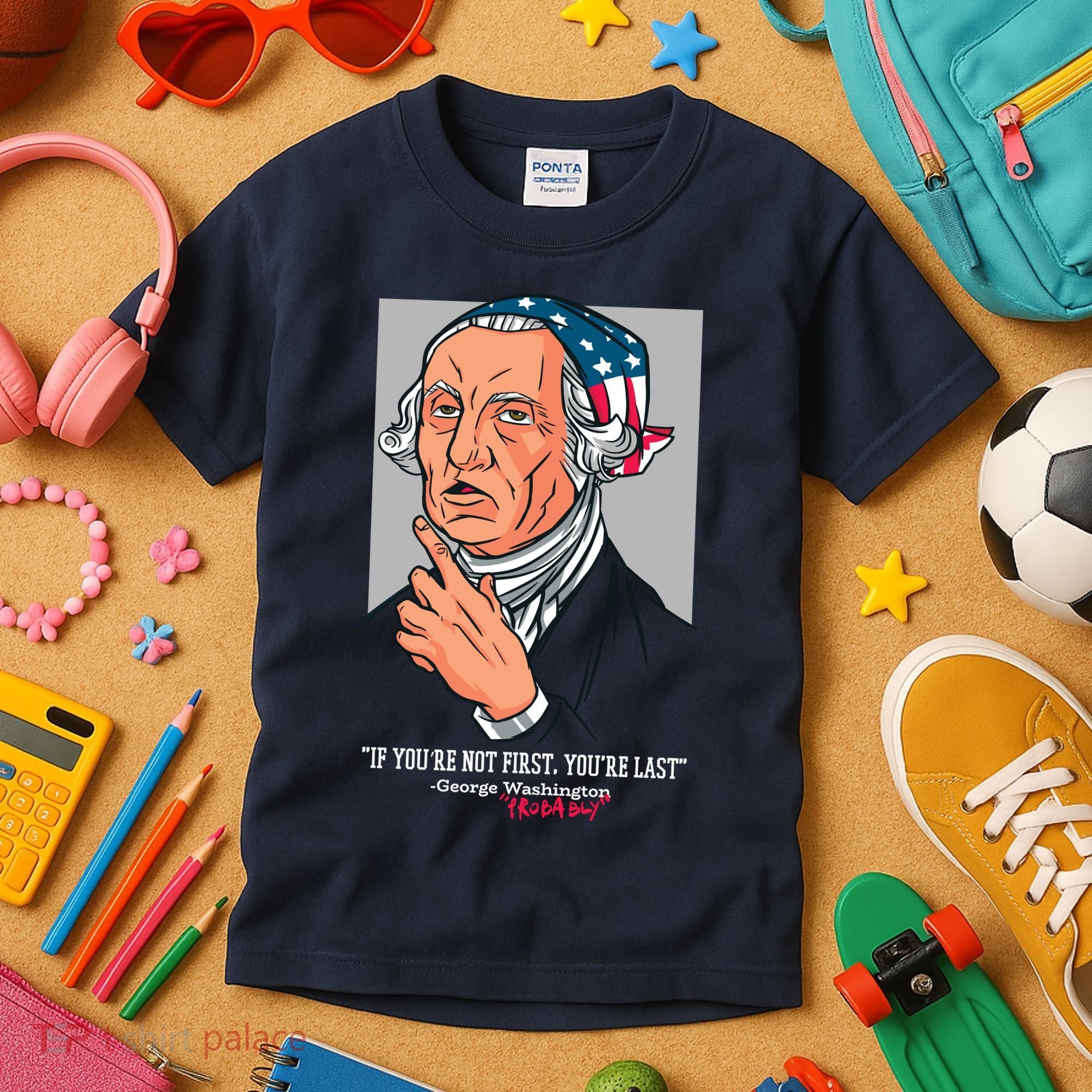 If You're Not First You're Last Probably George Washington Kids T-Shirt