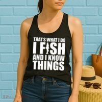 I Fish and I Know Things Fishing Fisherman Father’s Day Gift Women's Tank Top thumb 2