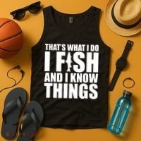 I Fish and I Know Things Fishing Fisherman Father’s Day Gift Tank Top thumb 4