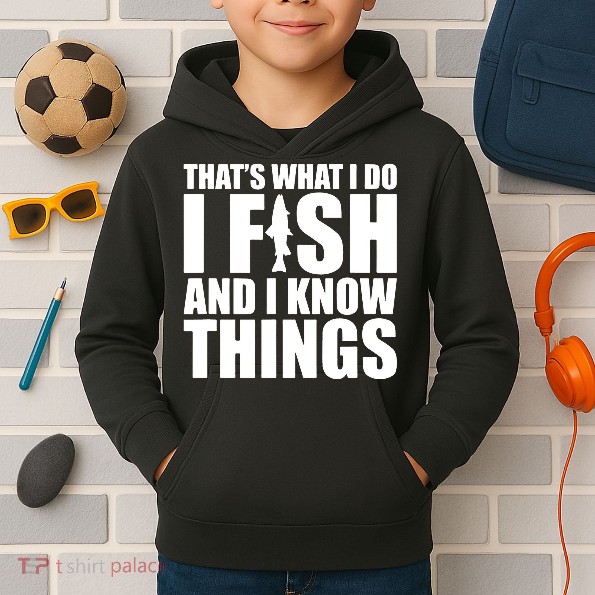 I Fish and I Know Things Fishing Fisherman Father’s Day Gift Kids Hoodie