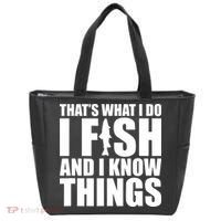 I Fish and I Know Things Fishing Fisherman Father’s Day Gift Tote Bag thumb 0