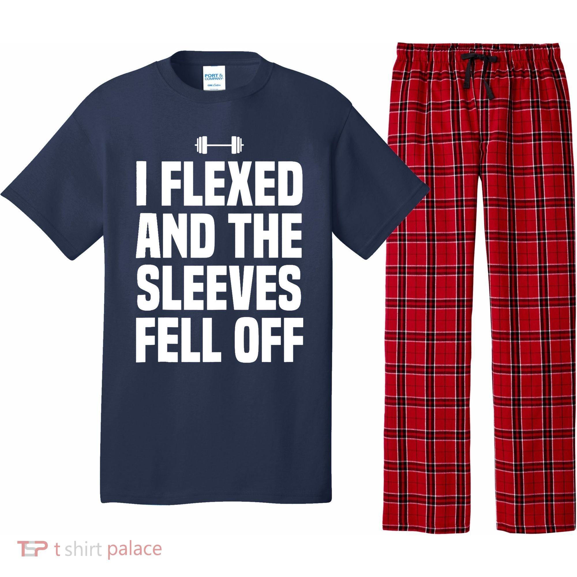I Flexed And The Sleeves Fell Off Funny Gym Workout Tank Top Pajama Set