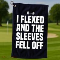 I Flexed And The Sleeves Fell Off Funny Gym Workout Tank Top Golf Towel thumb 1