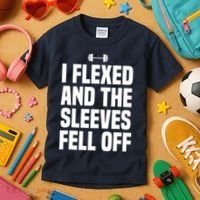 I Flexed And The Sleeves Fell Off Funny Gym Workout Tank Top Kids T-Shirt thumb 3
