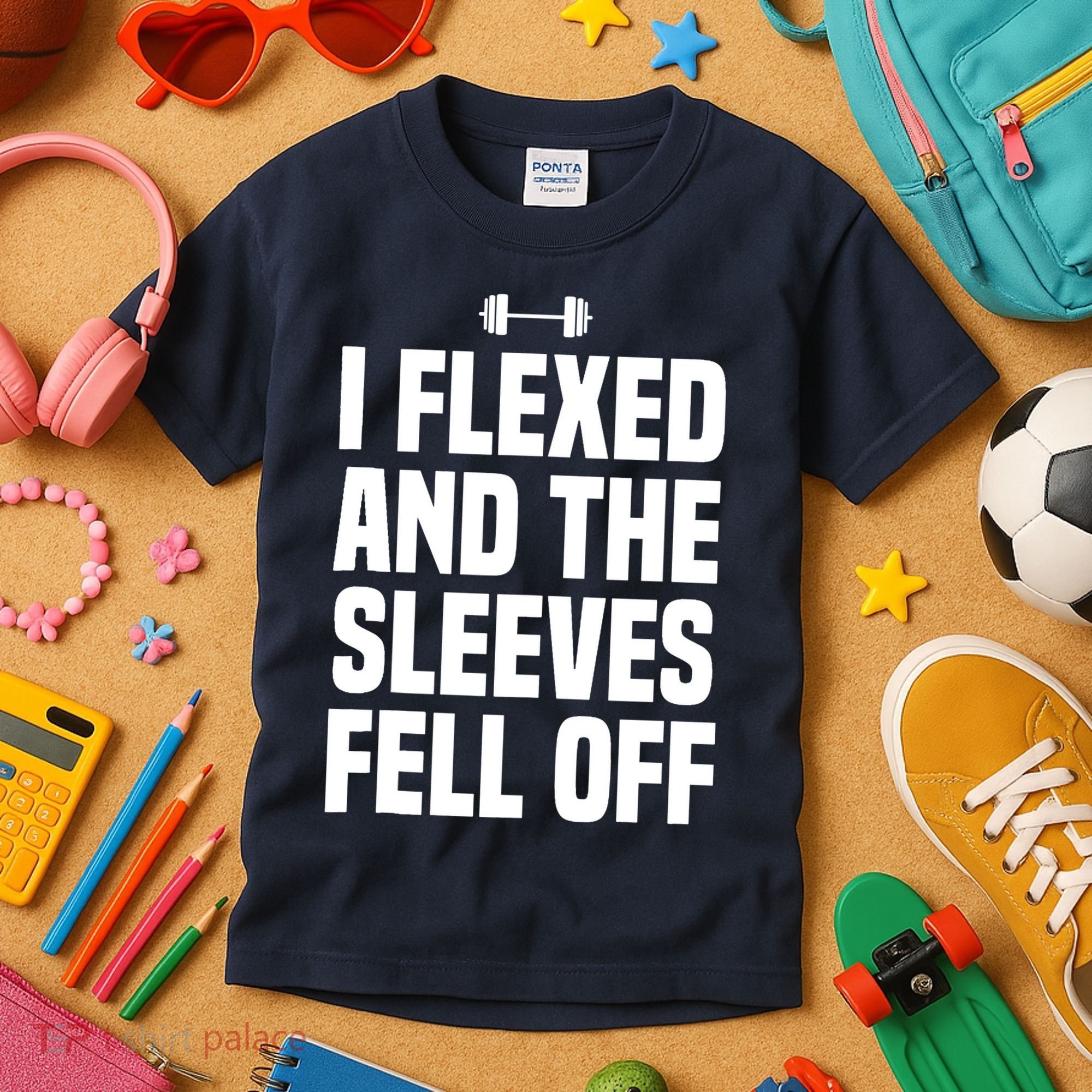 I Flexed And The Sleeves Fell Off Funny Gym Workout Tank Top Kids T-Shirt