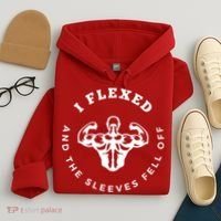 I Flexed And The Sleeves Fell Off Funny Gym Workout Hoodie thumb 4