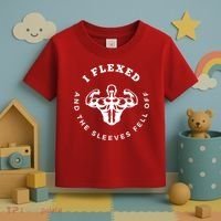 I Flexed And The Sleeves Fell Off Funny Gym Workout Toddler T-Shirt thumb 3
