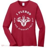 I Flexed And The Sleeves Fell Off Funny Gym Workout Women's Long Sleeve Shirt thumb 0