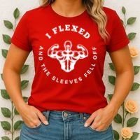 I Flexed And The Sleeves Fell Off Funny Gym Workout Women's T-Shirt thumb 2