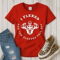 I Flexed And The Sleeves Fell Off Funny Gym Workout Women's T-Shirt thumb 3