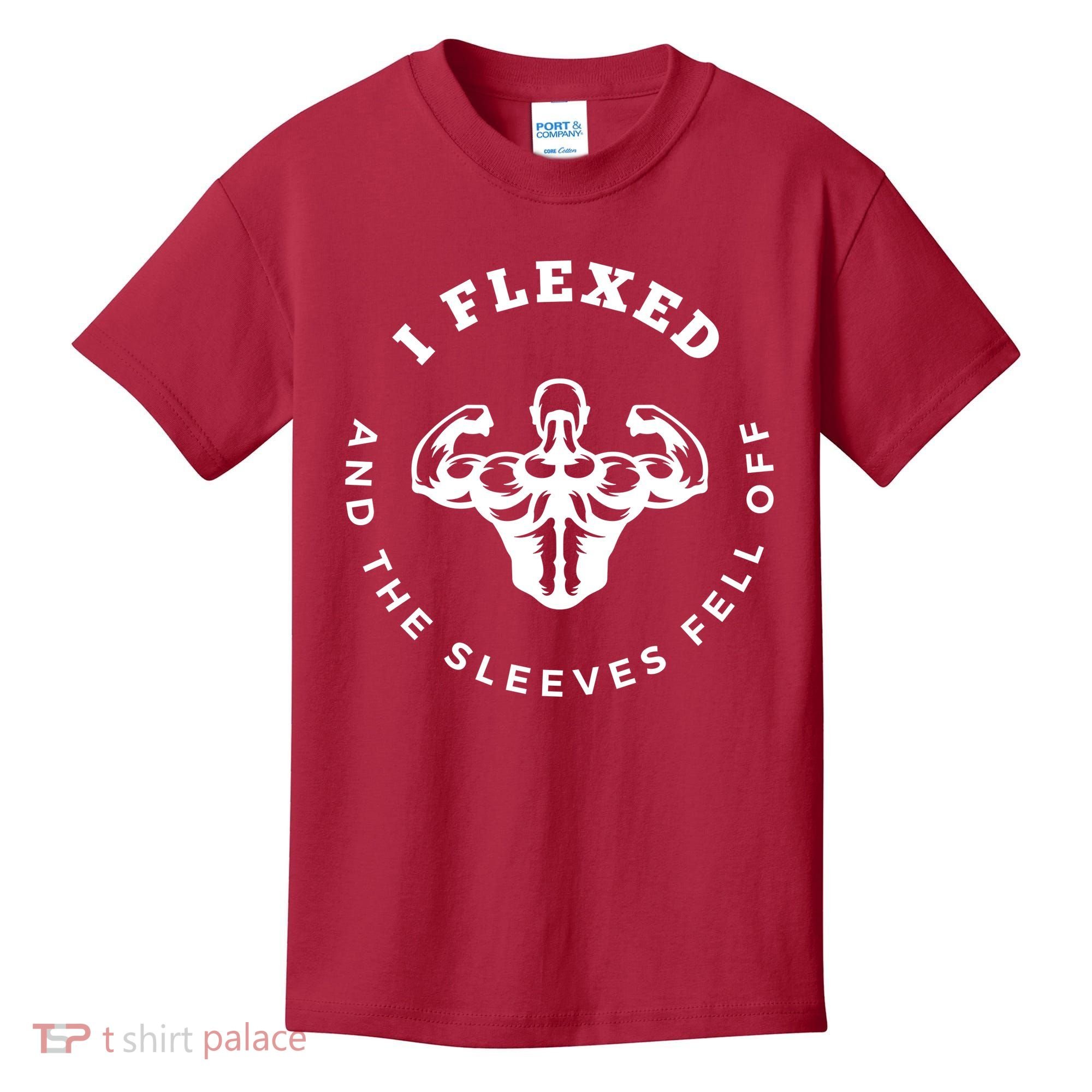 I Flexed And The Sleeves Fell Off Funny Gym Workout Kids T-Shirt