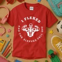 I Flexed And The Sleeves Fell Off Funny Gym Workout Kids T-Shirt thumb 3
