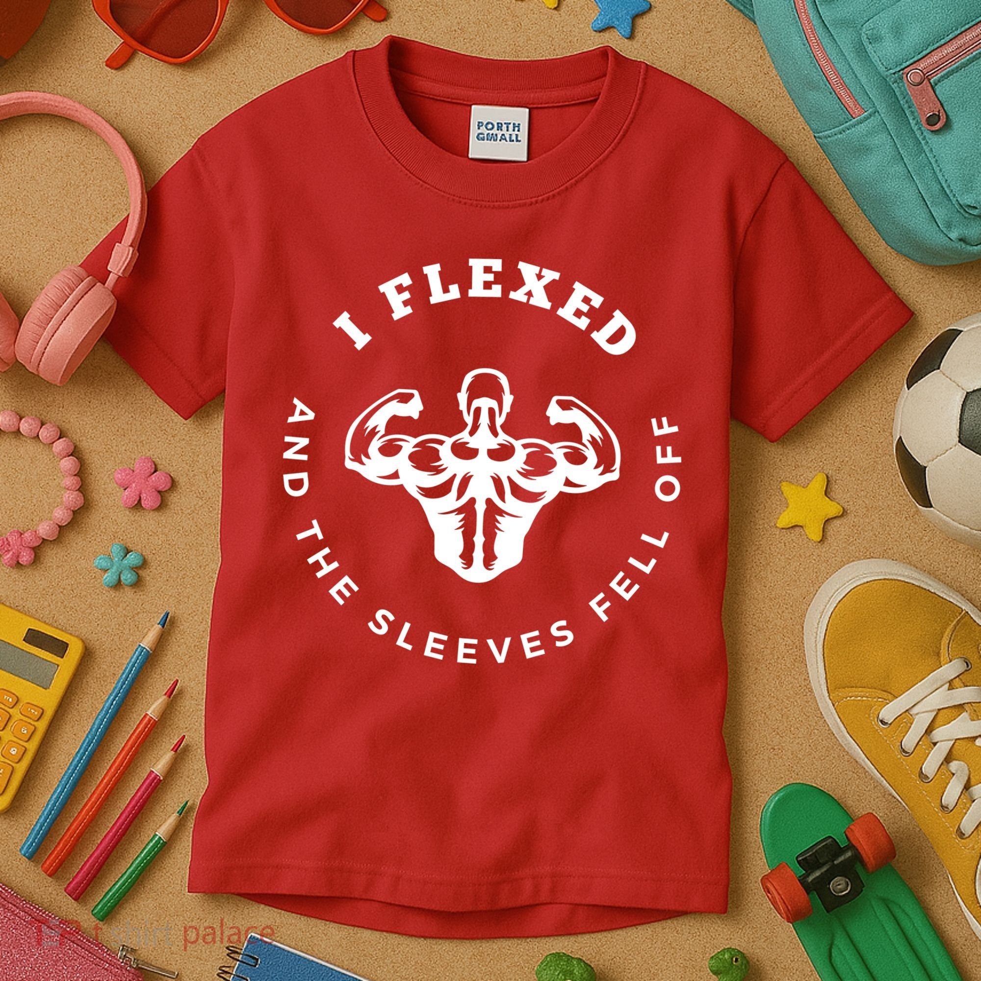 I Flexed And The Sleeves Fell Off Funny Gym Workout Kids T-Shirt