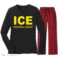 Ice Federal Agent Us Border Patrol Women's Long Sleeve Flannel Pajama Set  thumb 0