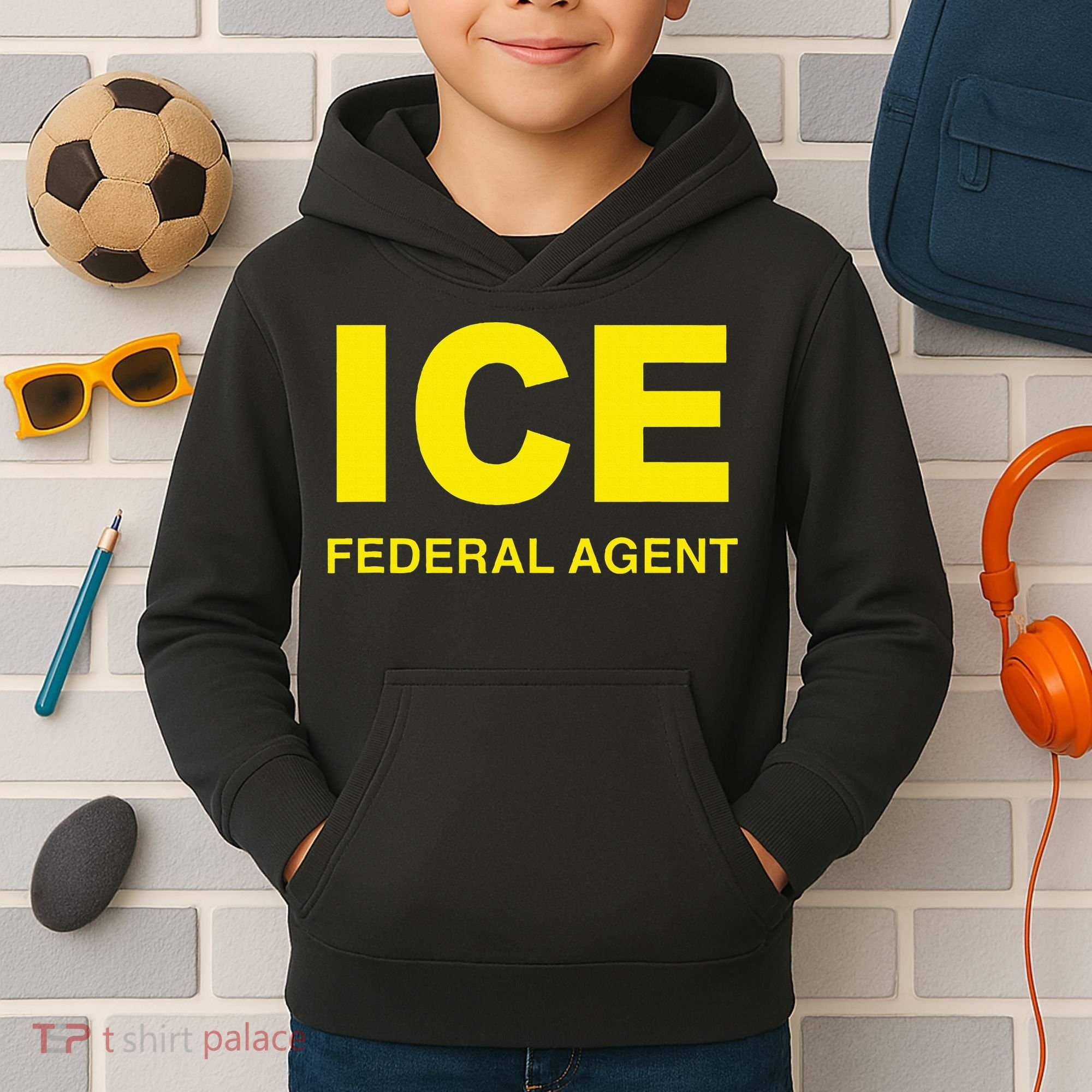 Ice Federal Agent Us Border Patrol Kids Hoodie