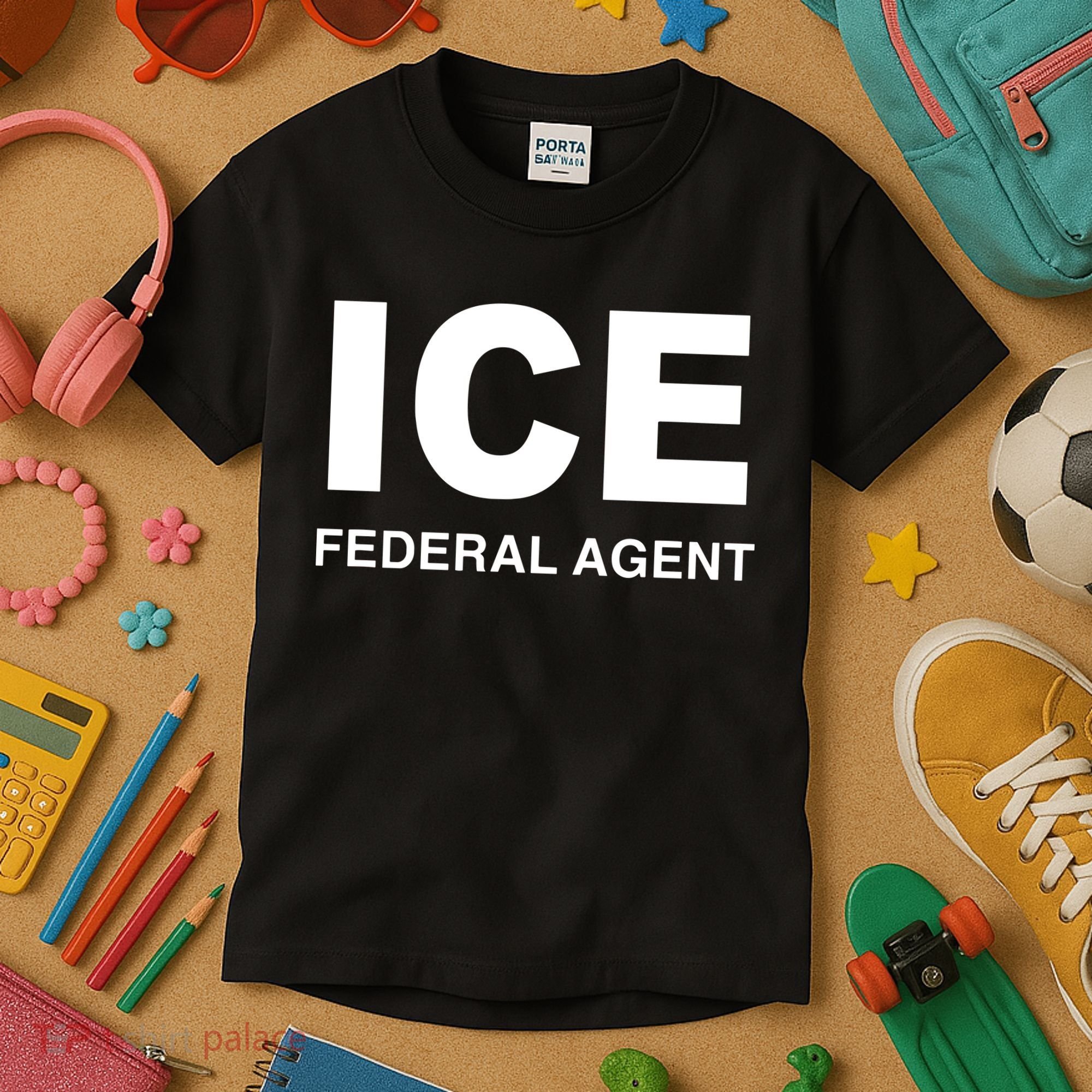 Ice Federal Agent Halloween Costume Police Immigration Kids T-Shirt