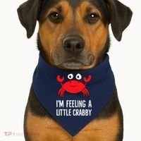 I'm Feeling A Little Crabby Funny Cartoon Crab Lobster USA-Made Doggie Bandana thumb 1