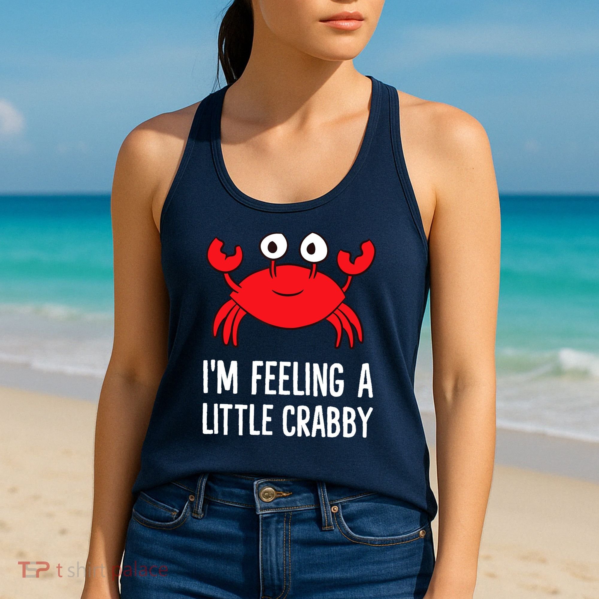 I'm Feeling A Little Crabby Funny Cartoon Crab Lobster Women's Tank Top