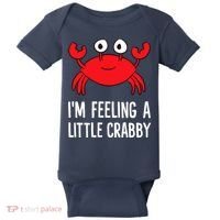 I'm Feeling A Little Crabby Funny Cartoon Crab Lobster Baby Bodysuit thumb 0