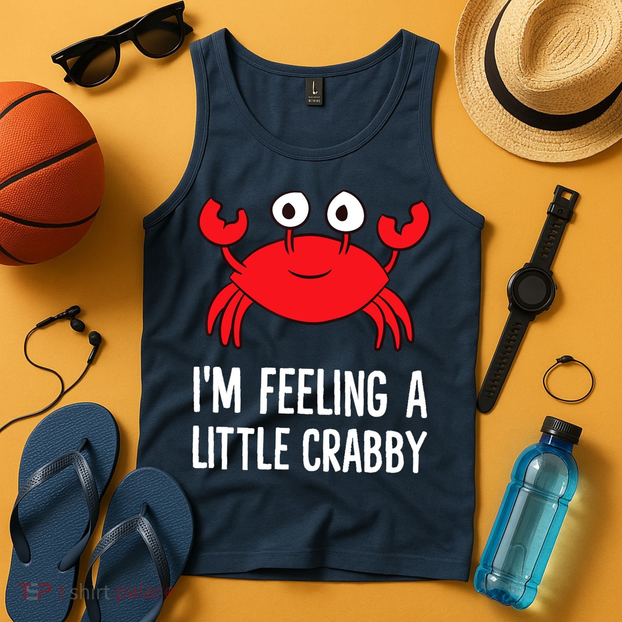 I'm Feeling A Little Crabby Funny Cartoon Crab Lobster Tank Top