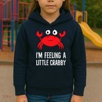 I'm Feeling A Little Crabby Funny Cartoon Crab Lobster Kids Hoodie thumb 3