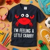 I'm Feeling A Little Crabby Funny Cartoon Crab Lobster Kids T-Shirt thumb 3