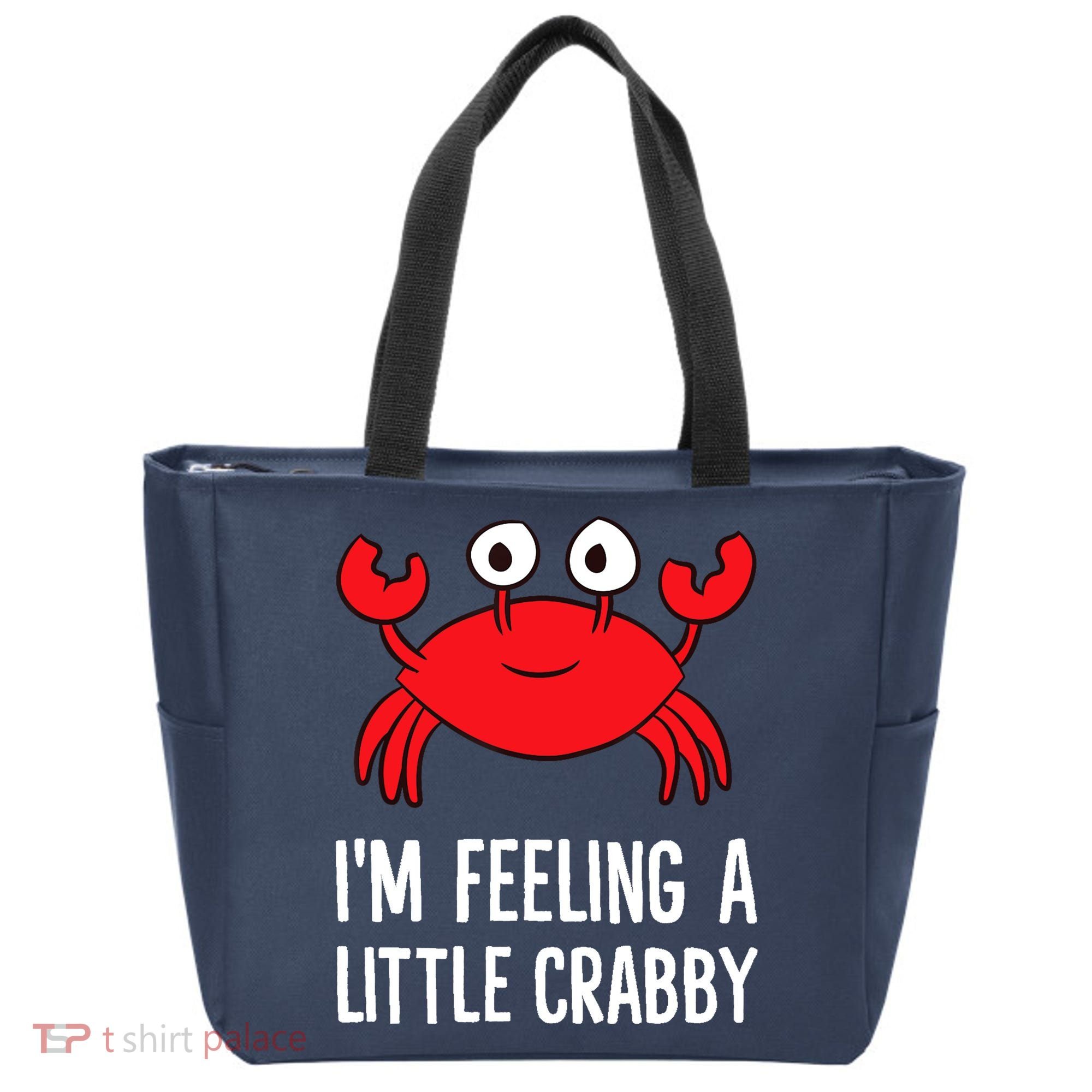 I'm Feeling A Little Crabby Funny Cartoon Crab Lobster Tote Bag