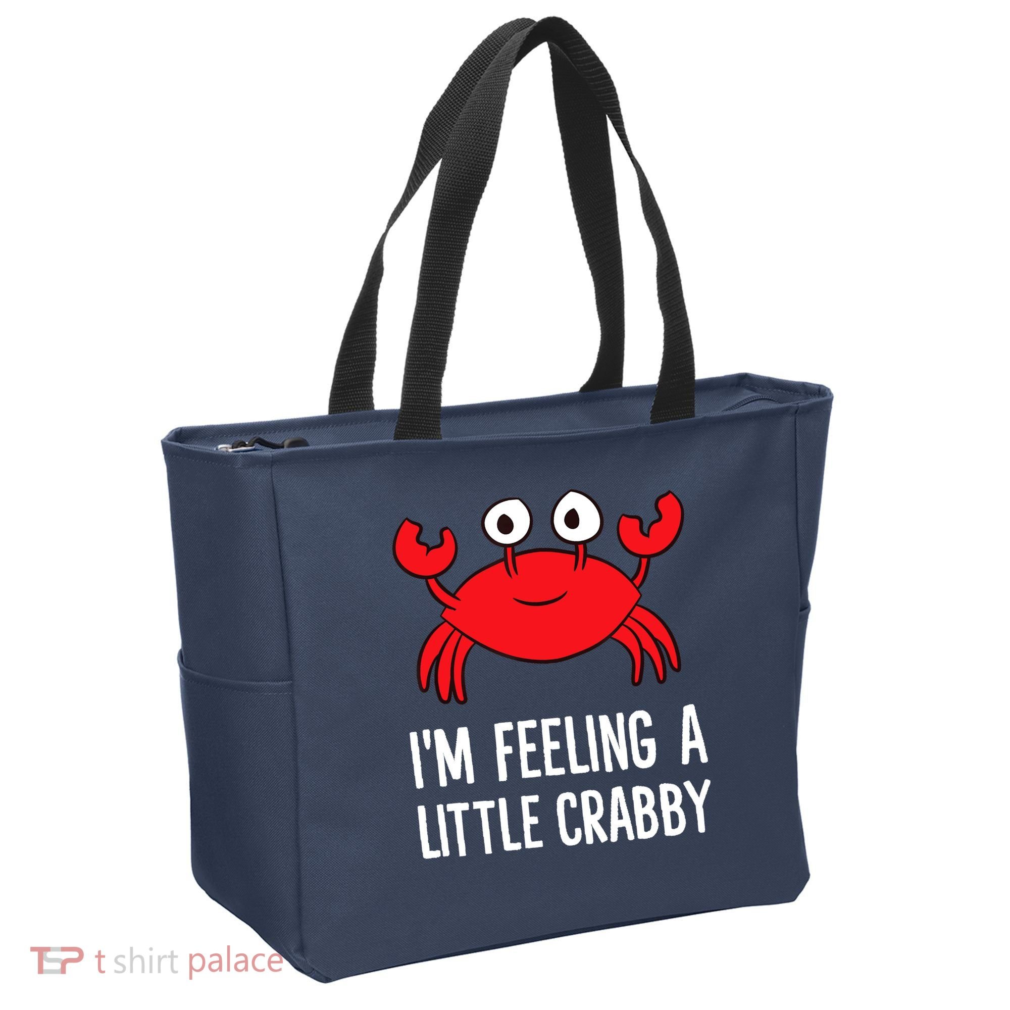 I'm Feeling A Little Crabby Funny Cartoon Crab Lobster Tote Bag