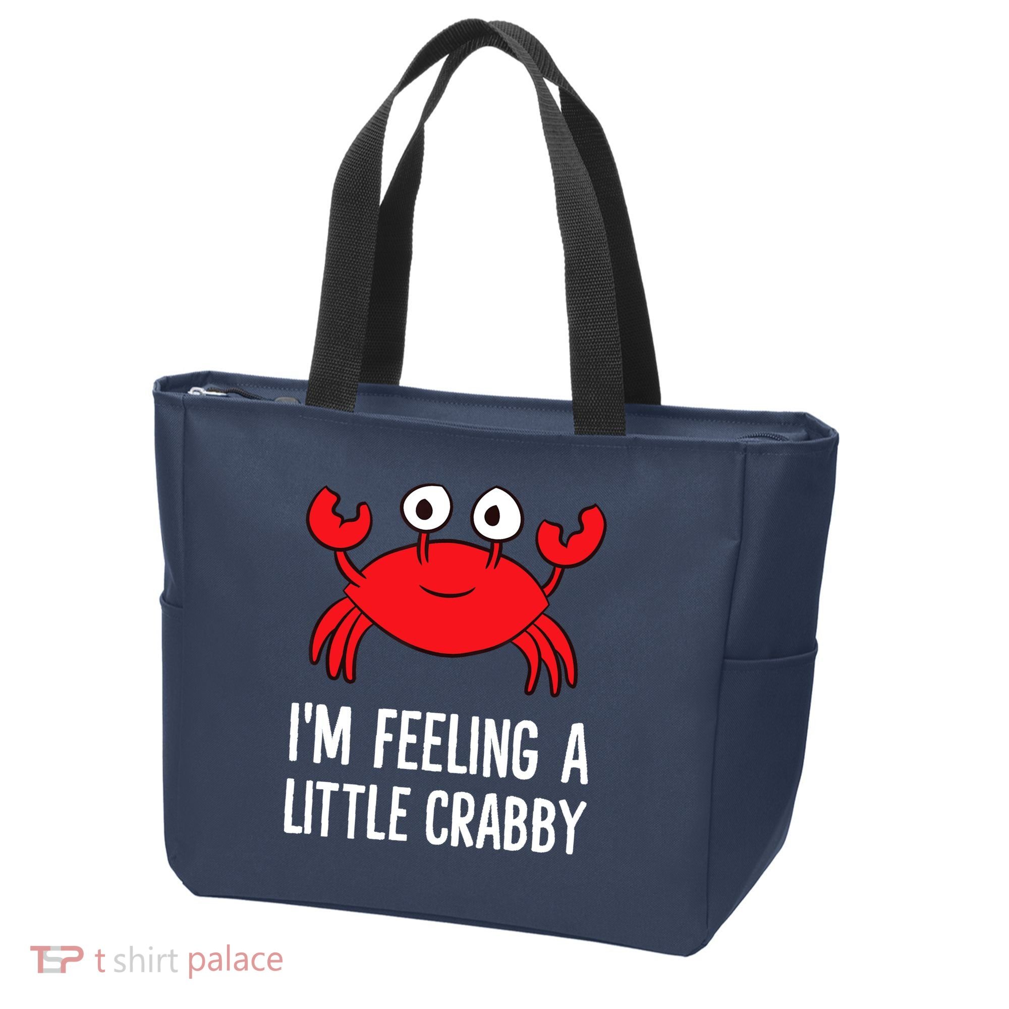 I'm Feeling A Little Crabby Funny Cartoon Crab Lobster Tote Bag