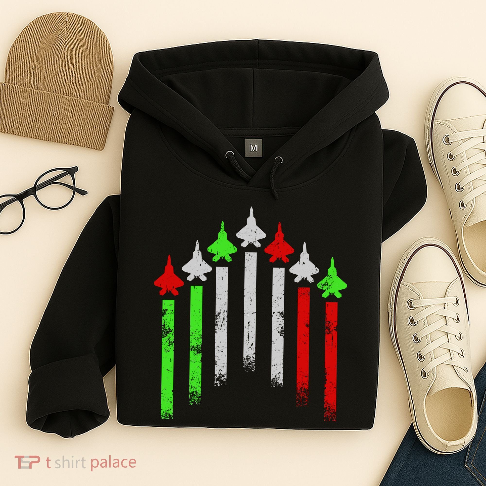 Italian Flag Airplanes Hoodie
