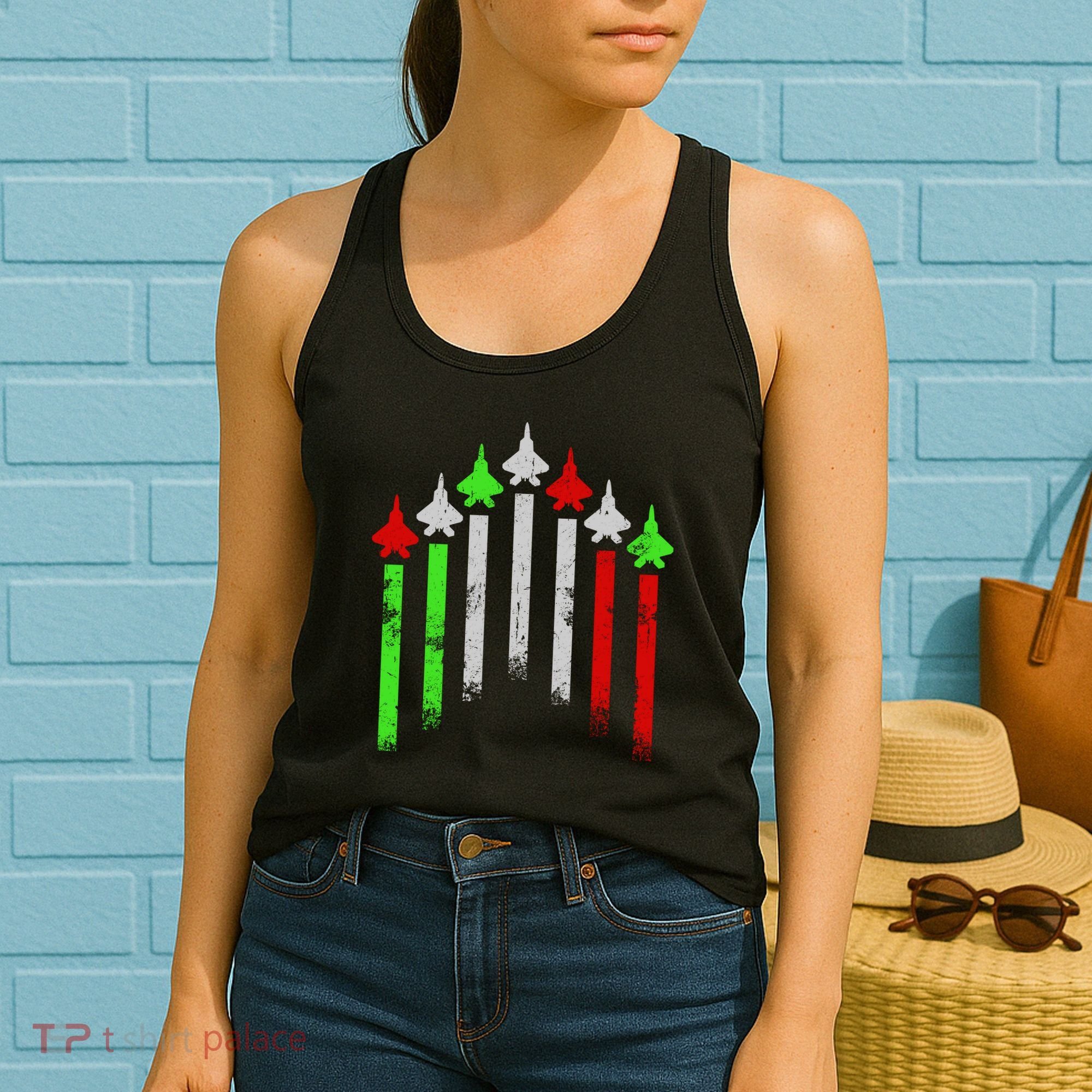 Italian Flag Airplanes Women's Tank Top