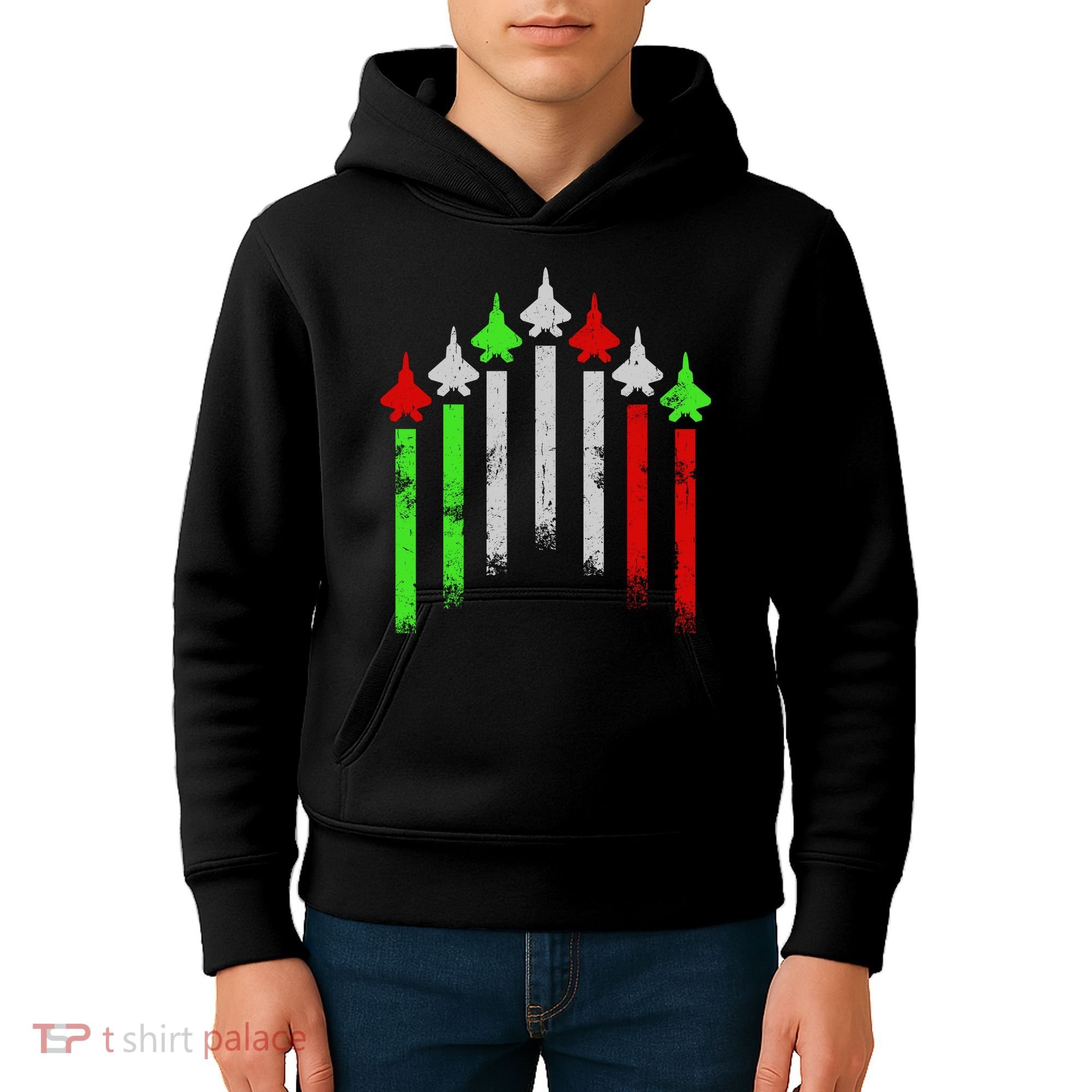 Italian Flag Airplanes Kids Hoodie
