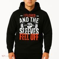 I Flexed and The Sleeves Fell Off Fun Sleeveless Gym Workout Hoodie thumb 2