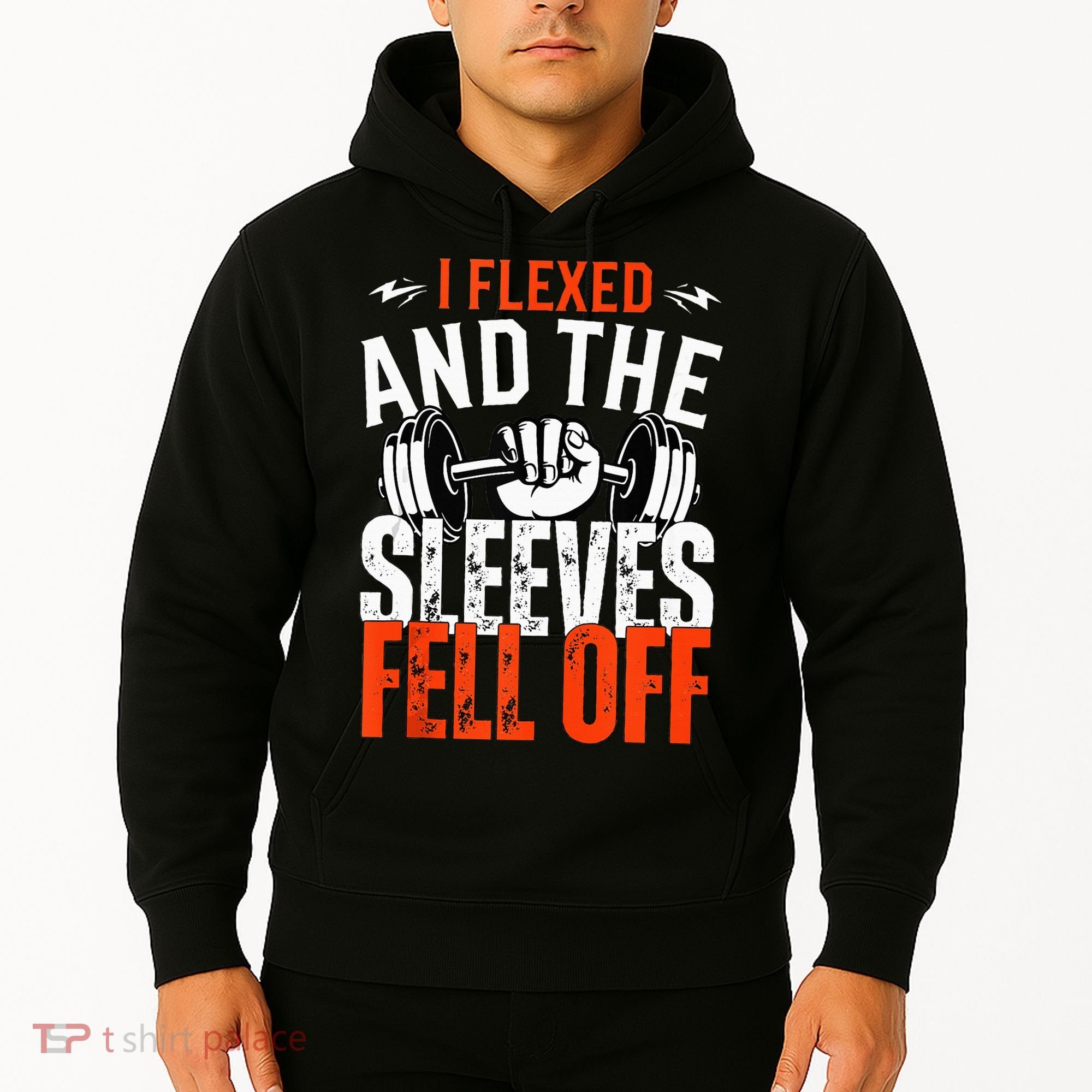I Flexed and The Sleeves Fell Off Fun Sleeveless Gym Workout Hoodie