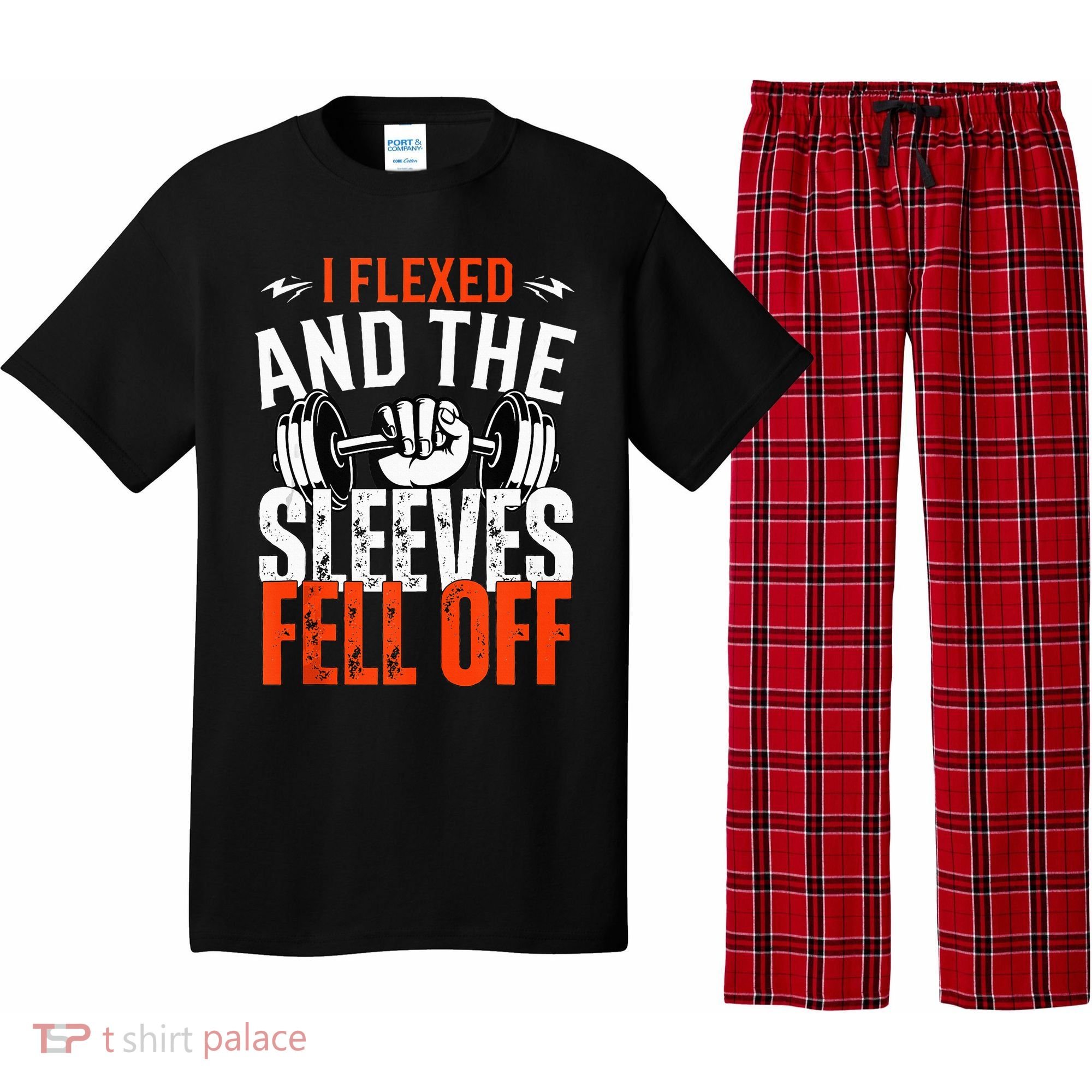 I Flexed and The Sleeves Fell Off Fun Sleeveless Gym Workout Pajama Set
