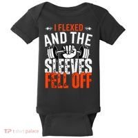 I Flexed and The Sleeves Fell Off Fun Sleeveless Gym Workout Baby Bodysuit thumb 0