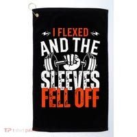 I Flexed and The Sleeves Fell Off Fun Sleeveless Gym Workout Golf Towel thumb 0