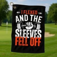 I Flexed and The Sleeves Fell Off Fun Sleeveless Gym Workout Golf Towel thumb 1