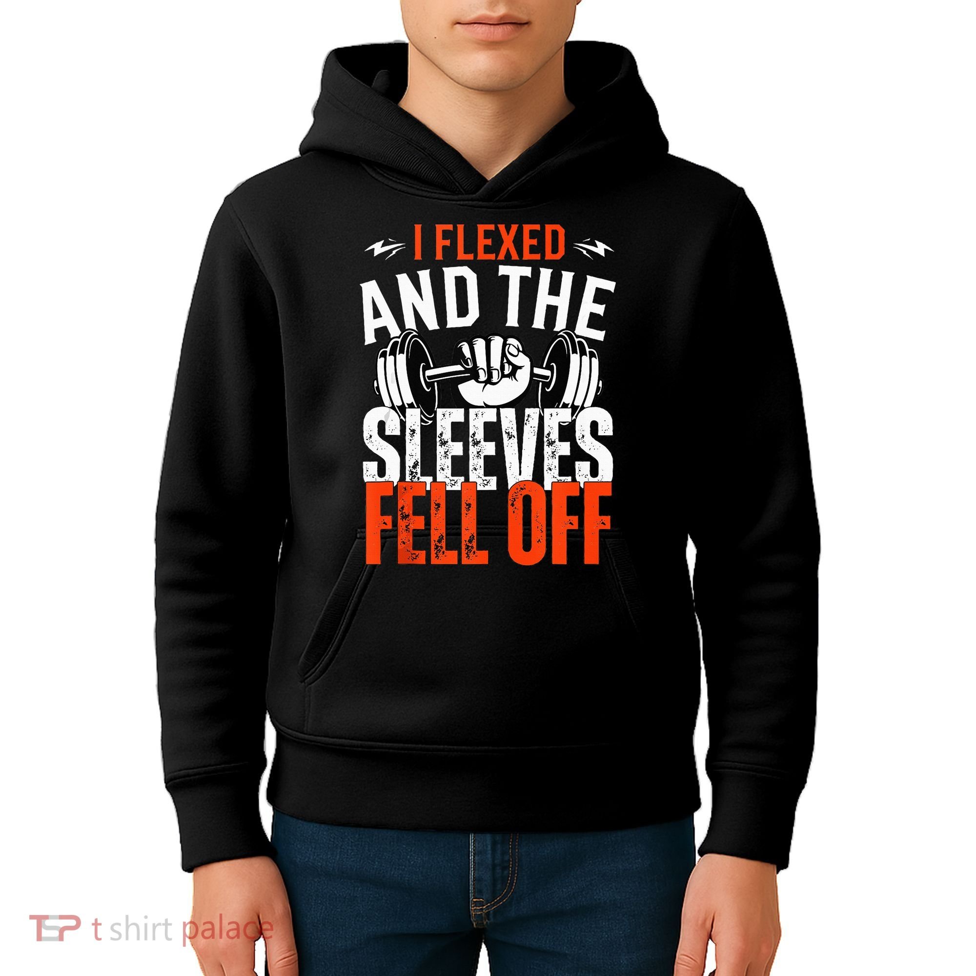 I Flexed and The Sleeves Fell Off Fun Sleeveless Gym Workout Kids Hoodie