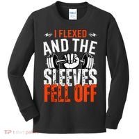 I Flexed and The Sleeves Fell Off Fun Sleeveless Gym Workout Kids Long Sleeve Shirt thumb 0