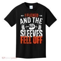 I Flexed and The Sleeves Fell Off Fun Sleeveless Gym Workout Kids T-Shirt thumb 0