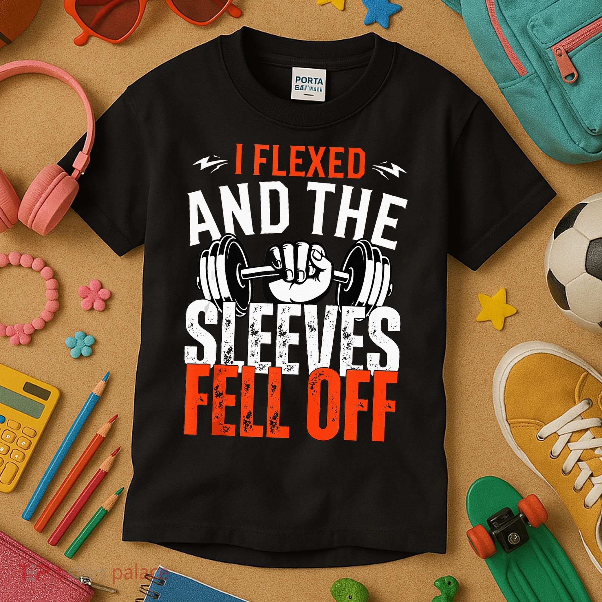 I Flexed and The Sleeves Fell Off Fun Sleeveless Gym Workout Kids T-Shirt